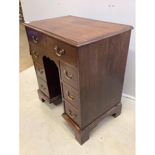 95 - A George III mahogany kneehole desk, width 71cm, depth 48cm, height 80cm. Condition - fair to good... 