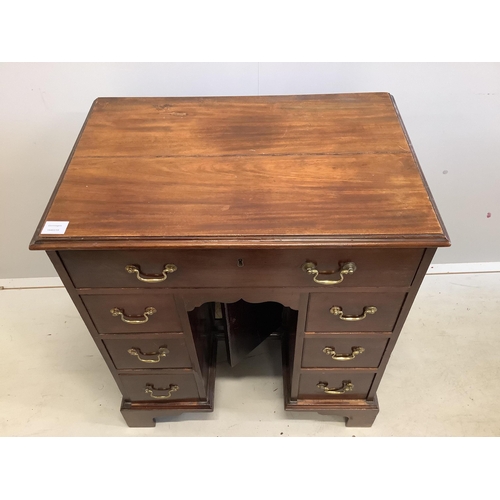 95 - A George III mahogany kneehole desk, width 71cm, depth 48cm, height 80cm. Condition - fair to good... 