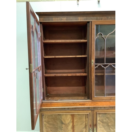 1010 - A George III mahogany bookcase, width 152cm, depth 47cm, height 203cm. Condition - fair to good... 