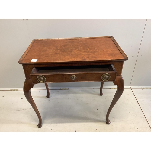 1066 - An 18th century and later walnut tray topped side table, fitted with a drawer, on cabriole legs, wid... 