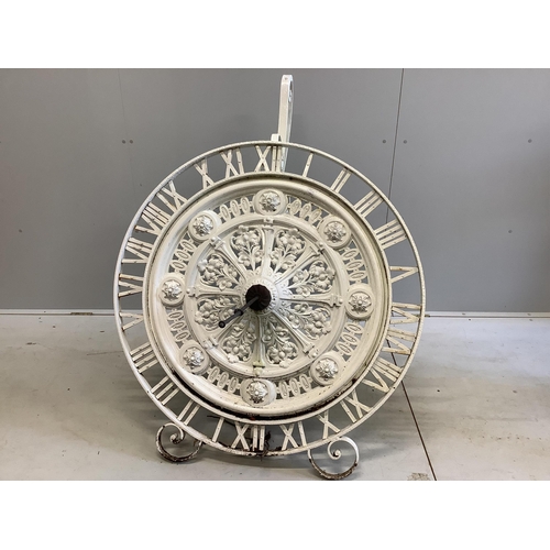 1116 - A modern white painted cast iron clock sundial, height 120cm. Condition - fair