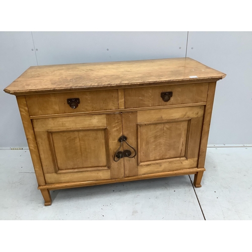 10 - A Swedish Arts and Crafts birch commode, width 120cm, depth 61cm, height 83cm. Condition - fair... 