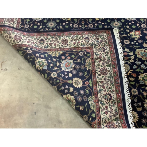 18 - A Bijar design blue ground carpet, 364 x 188cm. Condition - good