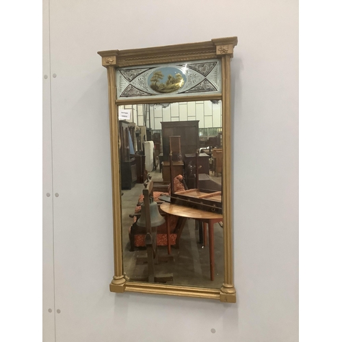 21 - A Regency giltwood and composition pier glass, width 44cm, height 80cm. Condition - fair