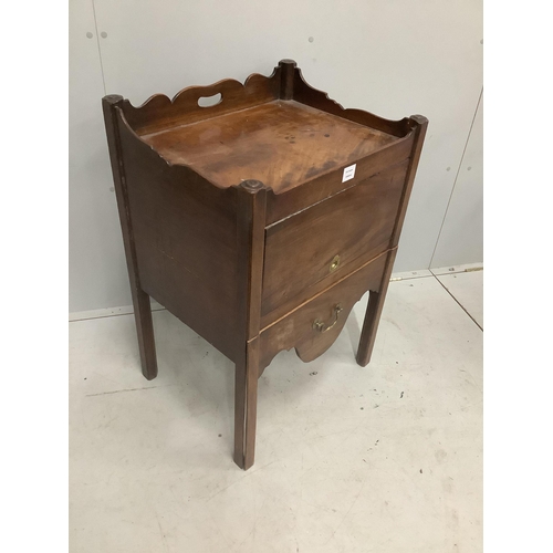 24 - A George III mahogany tray top bedside cabinet, adapted, width 59cm, depth 46cm, height 86cm. Condit... 