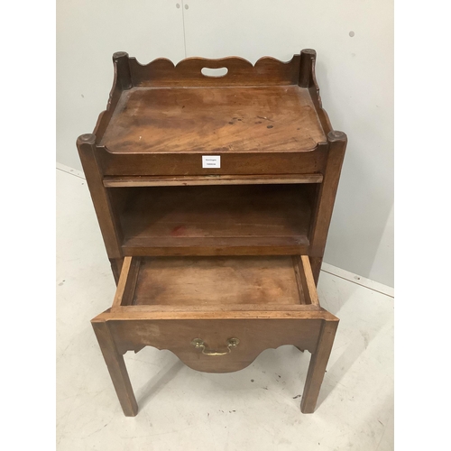 24 - A George III mahogany tray top bedside cabinet, adapted, width 59cm, depth 46cm, height 86cm. Condit... 