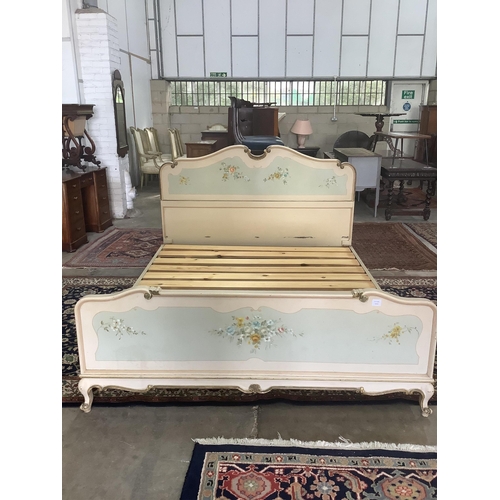 36 - A Louis XVI style painted bed frame, width 171cm, length 201cm, height 120cm. Condition - fair... 