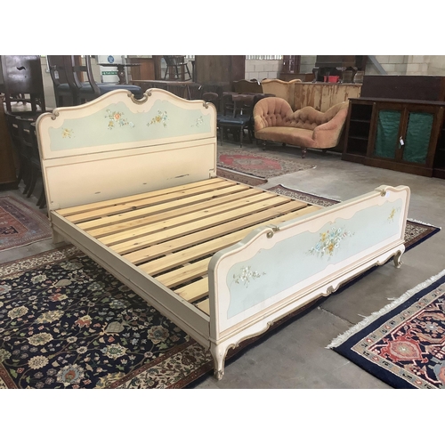 36 - A Louis XVI style painted bed frame, width 171cm, length 201cm, height 120cm. Condition - fair... 