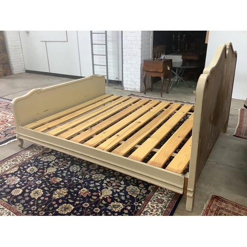 36 - A Louis XVI style painted bed frame, width 171cm, length 201cm, height 120cm. Condition - fair... 