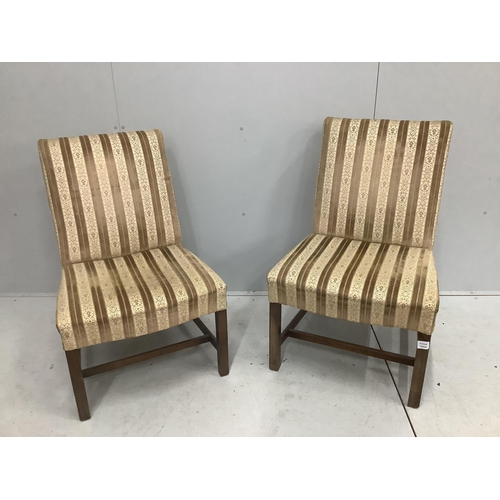 43 - A pair of George III style upholstered mahogany side chairs, width 50cm, depth 56cm, height 94cm. Co... 