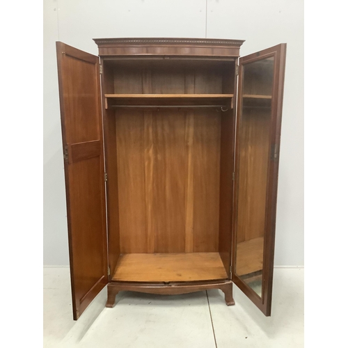 45 - An Edwardian inlaid mahogany bowfront wardrobe, Maple & Co label, width 96cm, depth 53cm, height 182... 