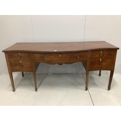 48 - A George III serpentine mahogany sideboard, width 202cm, depth 79cm, height 87cm. Condition - fair... 