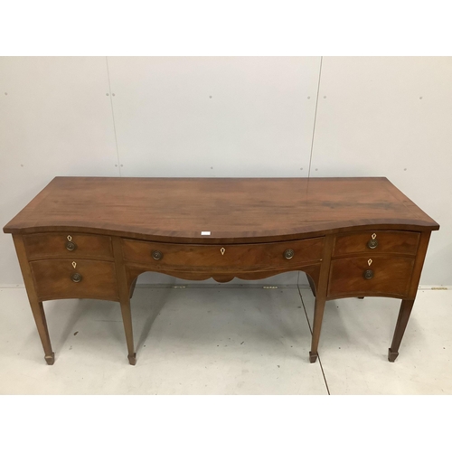 48 - A George III serpentine mahogany sideboard, width 202cm, depth 79cm, height 87cm. Condition - fair... 