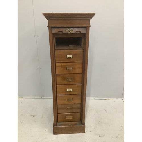 53 - An early 20th century oak Lebus tambour filing cabinet, width 37cm, depth 49cm, height 116cm. Condit... 