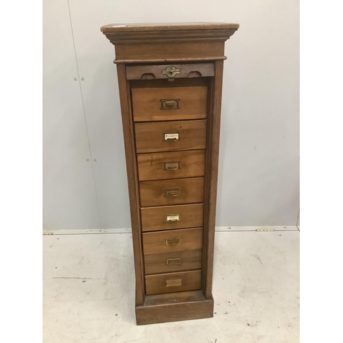 53 - An early 20th century oak Lebus tambour filing cabinet, width 37cm, depth 49cm, height 116cm. Condit... 