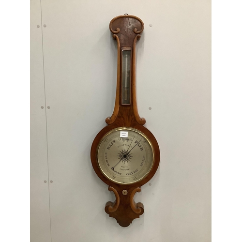 6 - P. Cattaneo, High Street, Croydon. An early Victorian flamed mahogany wheel barometer, height 114cm.... 