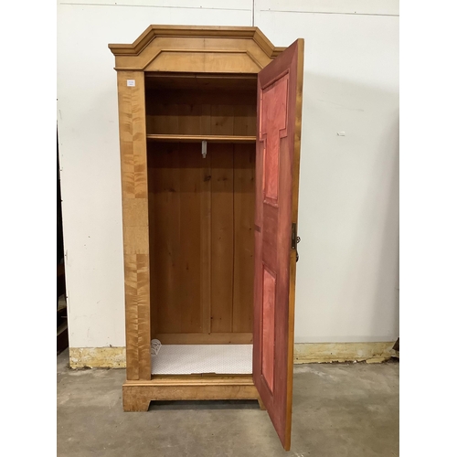 8 - A Swedish birch Arts & Crafts armoire, width 98cm, depth 49cm, height 204cm. Condition - good