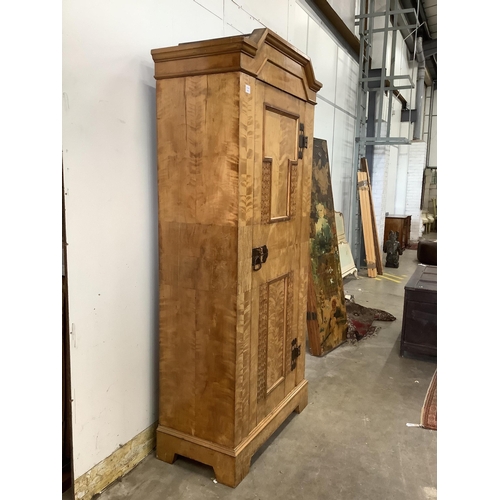 8 - A Swedish birch Arts & Crafts armoire, width 98cm, depth 49cm, height 204cm. Condition - good