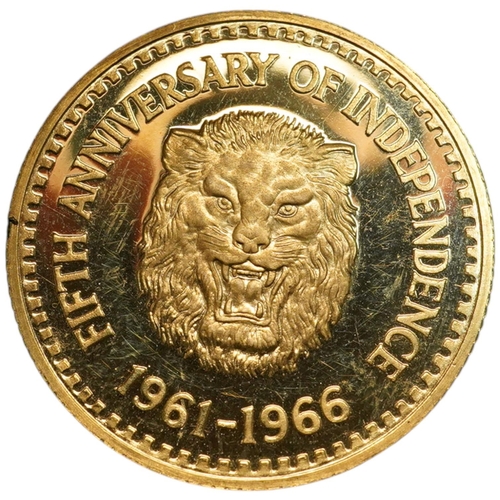 988 - Gold coins, Sierra Leone, quarter golde coin, commemoration of the fifth anniversary of Independen... 