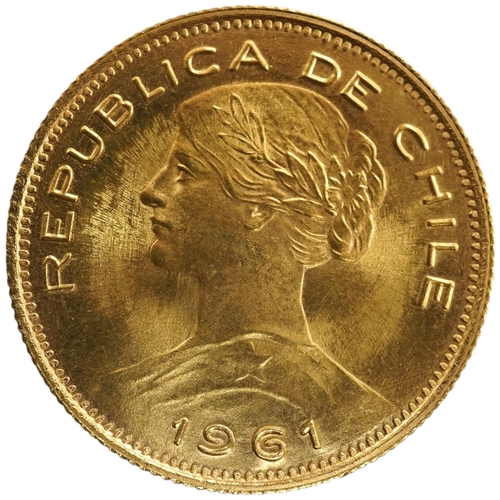 991 - Chile gold coins, 100 pesos, 1961, UNC