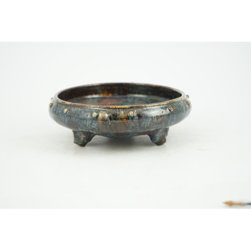 101 - A Chinese Jun type tripod narcissus bowl, 17th/18th century, probably Guangdong kilns, covered in a ... 