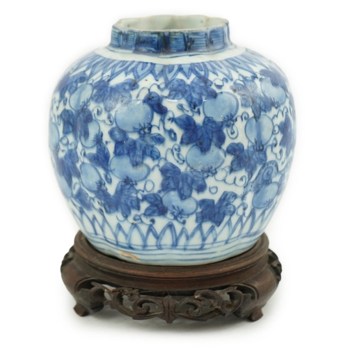 107 - A Chinese blue and white squirrel and vine melon-shaped jar, Wanli period (1572-1620), painted wit... 