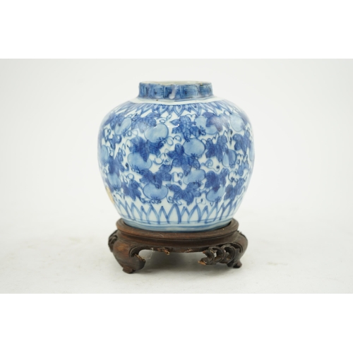 107 - A Chinese blue and white squirrel and vine melon-shaped jar, Wanli period (1572-1620), painted wit... 