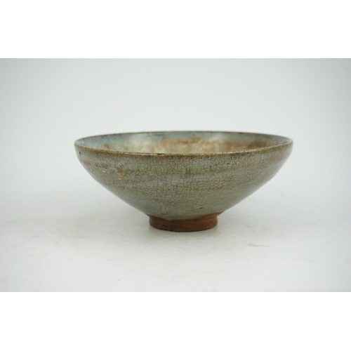 110 - A Chinese Jun ware purple splashed bowl, Song/Yuan dynasty, the conical shaped bowl with slightly ev... 