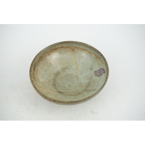 110 - A Chinese Jun ware purple splashed bowl, Song/Yuan dynasty, the conical shaped bowl with slightly ev... 