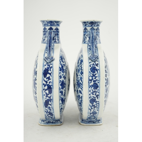 151 - A near pair of Chinese blue and white moonflasks, bianhu, Daoguang seal marks and of the period (182... 