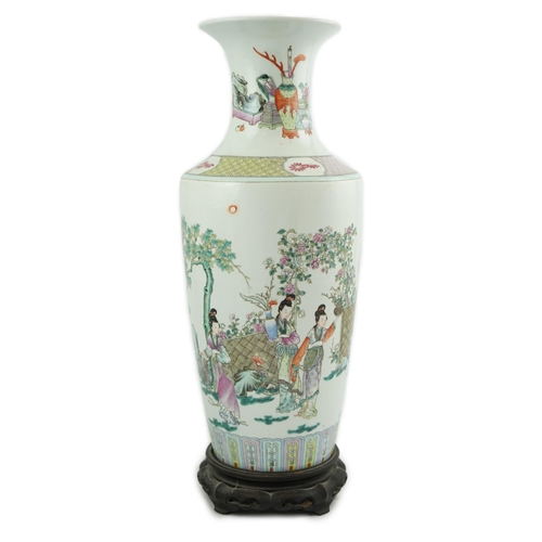 166 - A good Chinese famille rose Four Beauties baluster vase, late 19th century, finely painted with fo... 