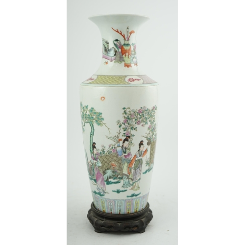 166 - A good Chinese famille rose Four Beauties baluster vase, late 19th century, finely painted with fo... 