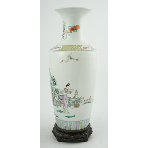 166 - A good Chinese famille rose Four Beauties baluster vase, late 19th century, finely painted with fo... 