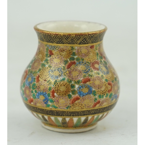 18 - A Satsuma millefleur miniature vase, by Kinkozan, early 20th century, painted with multiple polych... 