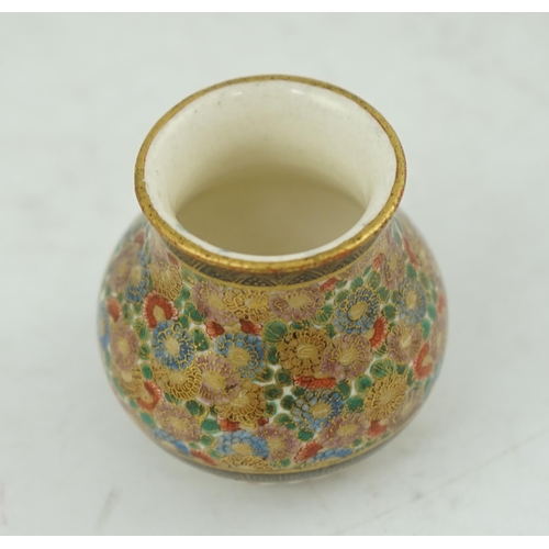 18 - A Satsuma millefleur miniature vase, by Kinkozan, early 20th century, painted with multiple polych... 