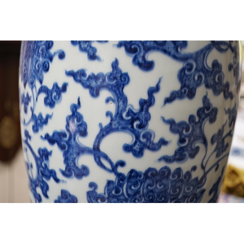 187 - A large Chinese blue and white 'lotus' vase, late Qing dynasty, painted with lotus flowers, scrollin... 