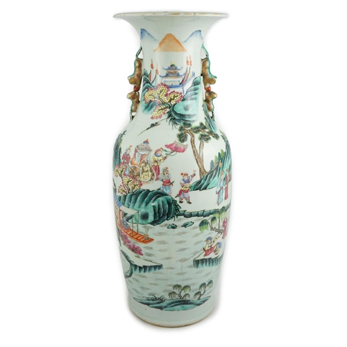 189 - An impressive Chinese famille rose baluster vase, 19th century, painted with dignitaries and attenda... 