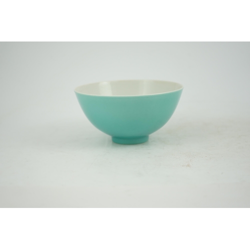 199 - A Chinese turquoise glazed bowl, Yongzheng mark, possibly Republic period, the exterior with a turqu... 