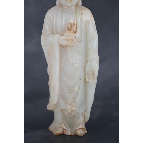 275 - A massive Chinese white and calcified jade standing figure of Buddha Shakyamuni, in Tang style, but ... 