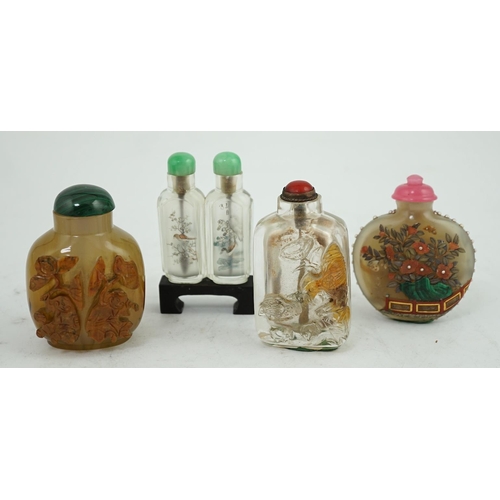 276 - A Chinese embellished agate snuff bottle, the bottle Chinese, 1780-1820; the embellishment Japanese,... 