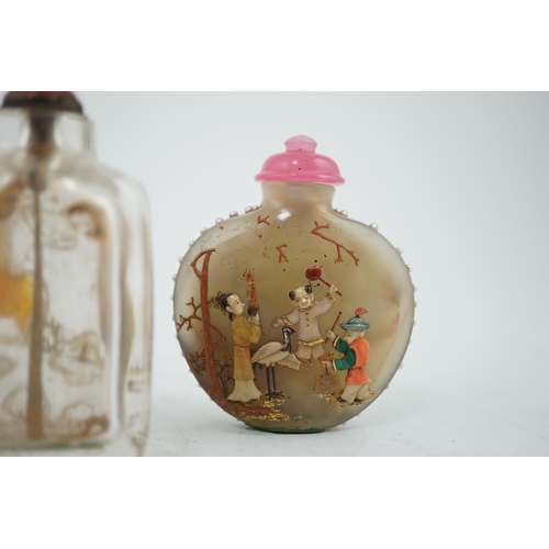 276 - A Chinese embellished agate snuff bottle, the bottle Chinese, 1780-1820; the embellishment Japanese,... 