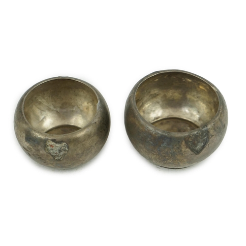 284 - Two silver aryballoi, lacking handles, Roman or Gandhara, c. late 1st century BC - early 1st century... 