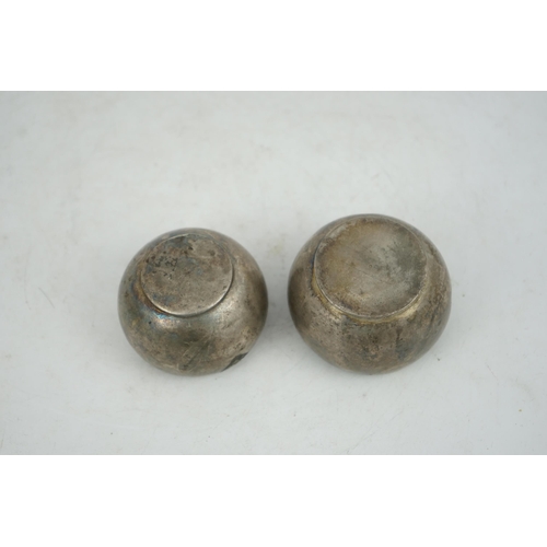 284 - Two silver aryballoi, lacking handles, Roman or Gandhara, c. late 1st century BC - early 1st century... 