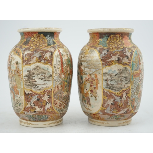 29 - A pair of Japanese Satsuma 'boys' ovoid vases, Meiji period, finely painted with boys playing and ac... 