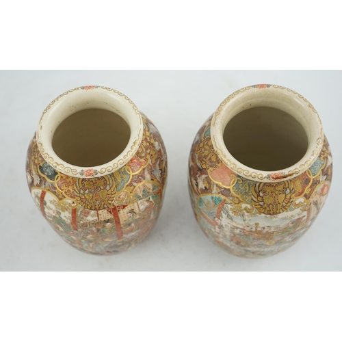 29 - A pair of Japanese Satsuma 'boys' ovoid vases, Meiji period, finely painted with boys playing and ac... 