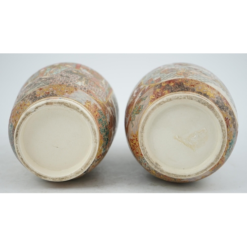 29 - A pair of Japanese Satsuma 'boys' ovoid vases, Meiji period, finely painted with boys playing and ac... 