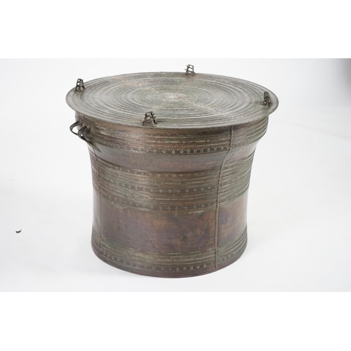 308 - A large Sino-Shan bronze rain drum, Shan States, East Burma, 19th century, the cast concentric ring ... 