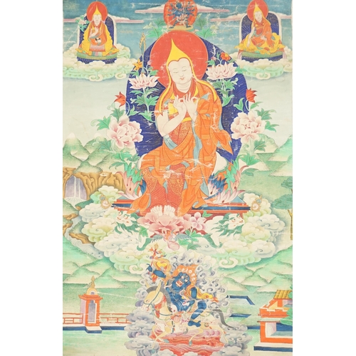 313 - A Tibetan thangka, 18th/19th century, depicting Master Tsongkhapa, image 45.5cm x 30cm, unmounted... 