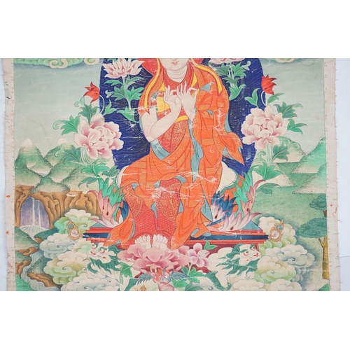 313 - A Tibetan thangka, 18th/19th century, depicting Master Tsongkhapa, image 45.5cm x 30cm, unmounted... 