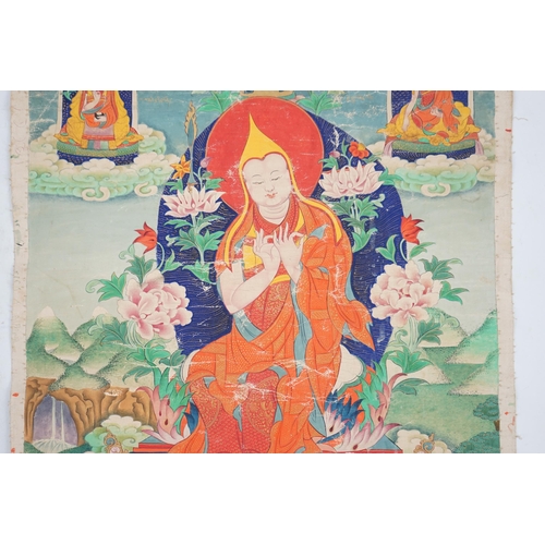 313 - A Tibetan thangka, 18th/19th century, depicting Master Tsongkhapa, image 45.5cm x 30cm, unmounted... 